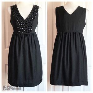 NWT Miss Me Formal Black Beaded 100% Silk Mini Dress Medium